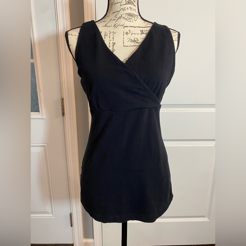 Eddie Bauer Black V-Neckโ Faux Wrap Top Large/L F